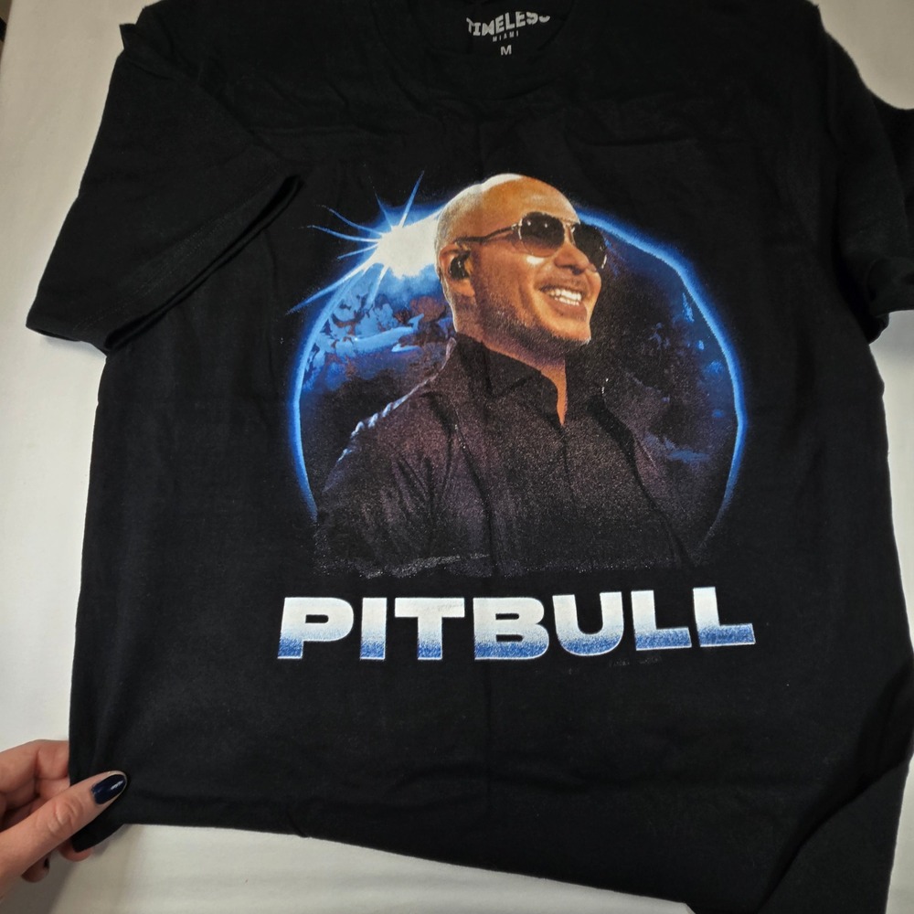 Pitbull Timeless Miami Concert Graphic T-Shirt Mens Medium Black Mr Worldwide